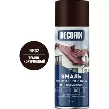 Акриловая глянцевая аэрозольная эмаль для металлочерепицы и профнастила Decorix 0137-RR32 DX