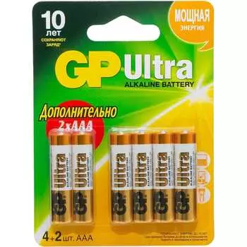 Алкалиновые батарейки GP Ultra Alkaline 24AU4/2-2CR6 Ultra 72/720