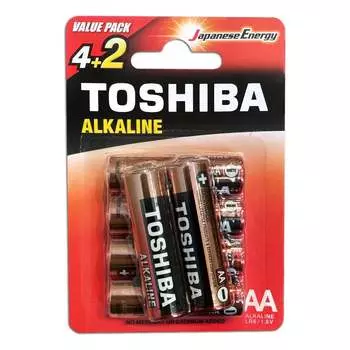 Алкалиновый элемент питания Toshiba LR6 RED 6/card 3455