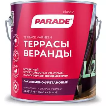 Алкидно-уретановый лак PARADE L25 Террасы & Веранды 90003467452