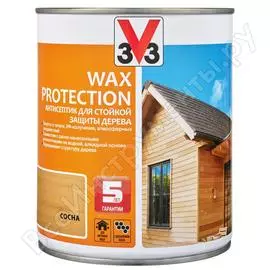 Алкидный антисептик для дерева с добавлением воска v33 wax protection полуглянец, сосна 117369