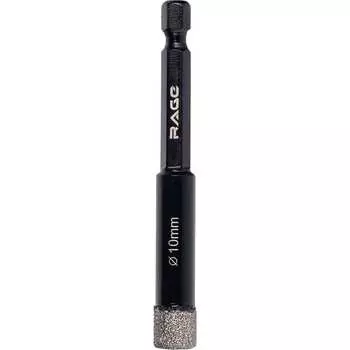 Алмазная коронка по керамограниту RAGE 10 мм с шестигранным хвостовиком 559533