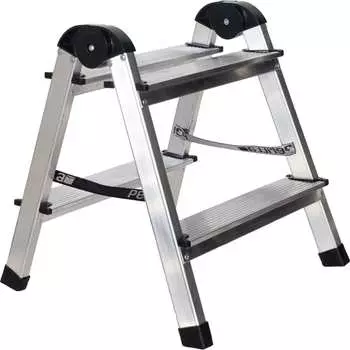 Алюминиевая двухсторонняя стремянка-табурет Zalger