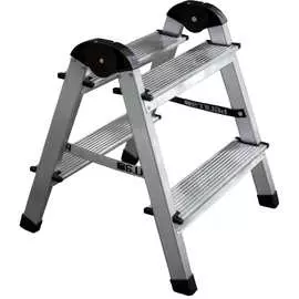 Алюминиевая двухступенчатая двухсторонняя стремянка Perilla 111402