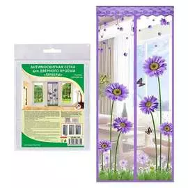 Антимоскитная сетка для дверного проема МУЛЬТИДОМ Герберы CF84-140