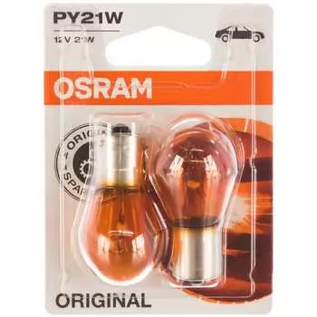 Автолампа Osram PY21W BAU15s YELLOW 12V /1/10 O-7507-2бл