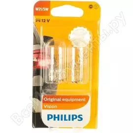 Автолампа PHILIPS W21/5W W3*16q 12V /1/10 P-12066-2бл