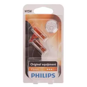 Автолампа PHILIPS WY5W W2.1*9.5d YELLOW 12V /1/10 P-12396-2бл