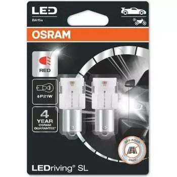 Автолампа Osram P21W BA15s LED RED 7506DRP-02B