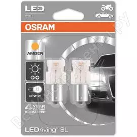 Автолампа osram p21w ba15s led standart amber блистер, 2 шт. 12v 7458ye-02b