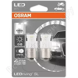Автолампа osram p21w ba15s led standart cool white 6000к блистер, 2 шт. 12v 7458cw-02b