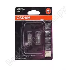 Автолампа osram t4w ba9s led warm 4000k 2шт 24v, 1, 5 3924ww-02b