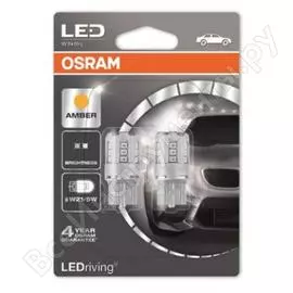 Автолампа osram w21, 5w w3 16q led amber, 2 шт. 12v, 10, 50 7715ye-02b