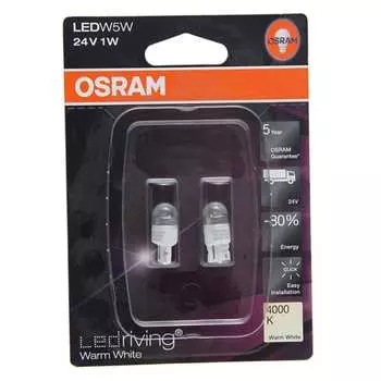 Автолампа osram w5w w2.1 9.5d led warm 4000k, 2 шт. 24v, 1, 5 2824ww-02b