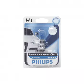 Автолампа philips h1, 55 p14.5s+60% vision 3700k 12v 1,10 12258whvb1