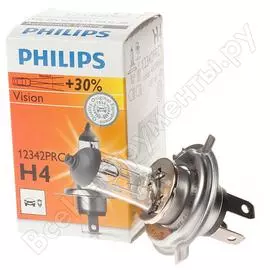 Автолампа PHILIPS H4 60/55 P43t-38+30% PREMIUM 12V /10/100 HIT P-12342PR