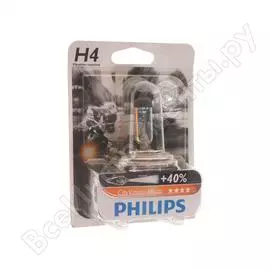 Автолампа philips h4, 60, 55 p43t-38+40% city vision moto 12v 1,10 12342ctvbw