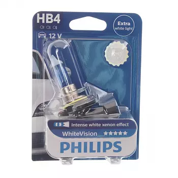 Автолампа philips hb4, 9006, 51 p22d+60% vision 3700k 12v 1,10 9006whvb1
