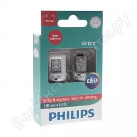 Автолампа philips p21w red ultinon led 2шт 12v 11498ulrx2