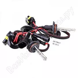 Автолампа ксенон skyway 9006, 12v, 35w, 6000k, комплект 2 шт, провод, блок розжига, ближний свет, s9006, 6000k, d13, 12v, 35w