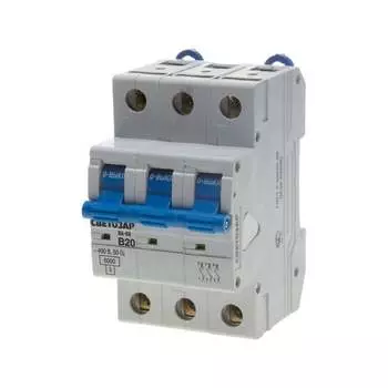 Автомат СВЕТОЗАР 3п, B, 20А, 6кА, 400В SV-49053-20-B