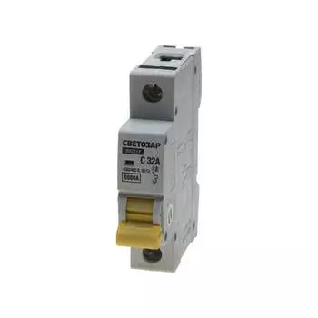 Автомат СВЕТОЗАР 1п, B, 32А, 6кА, 230/400В SV-49061-32-C