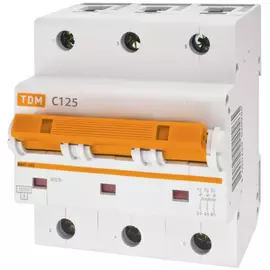 Автомат TDM ELECTRIC ВА47-125 3Р, 16 А, 15 кА, D SQ0208-0026