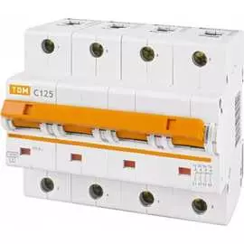 Автомат TDM ELECTRIC ВА47-125 4Р, 125 А, 15 кА, D SQ0208-0048