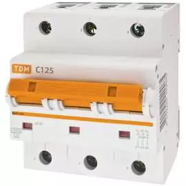Автомат TDM ELECTRIC ВА47-125 3Р, 63 А, 15 кА, D SQ0208-0033