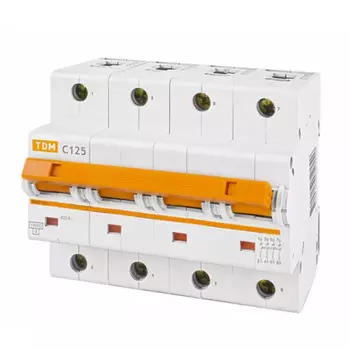 Автомат TDM ELECTRIC ВА47-125 4Р, 16 А, 15 кА, D SQ0208-0038