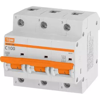 Автомат TDM ELECTRIC ВА47-100 3Р, 100 А, 10 кА, С SQ0207-0077