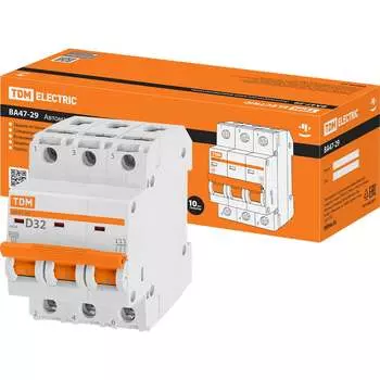 Автомат TDM ELECTRIC ВА47-29 3Р, 32 А, 4,5 кА, D SQ0206-0176