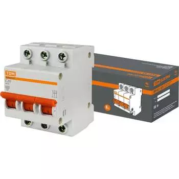 Автомат TDM ELECTRIC ВА47-63 3Р, 20 А, 4,5 кА, С SQ0218-0020