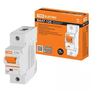 Автомат TDM ELECTRIC ВА47-125 1Р, 16 А, 15 кА, С SQ0208-0050