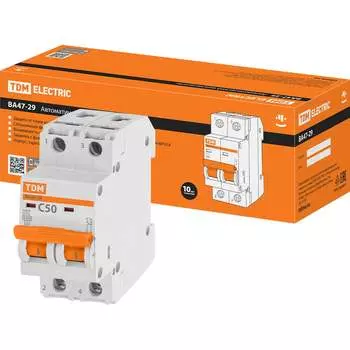 Автомат TDM ELECTRIC ВА47-29 2Р, 50 А, 4,5 кА, С SQ0206-0098