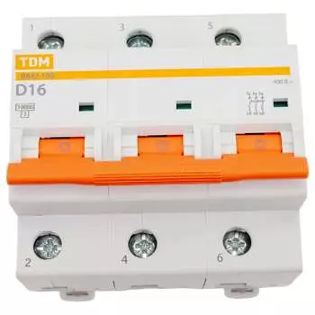 Автомат TDM ВА47-100 3Р, 16 А, 10 кА, D AQ0207-0024