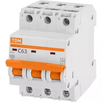 Автомат TDM ELECTRIC ВА47-29 3Р, 63 А, 4,5 кА, С SQ0206-0115