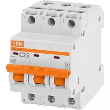 Автомат TDM ELECTRIC ВА47-29 3Р, 25 А, 4,5 кА, С SQ0206-0111