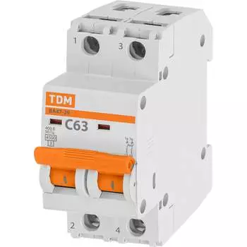 Автомат TDM ELECTRIC ВА47-29 2Р, 63 А, 4,5 кА, С SQ0206-0099