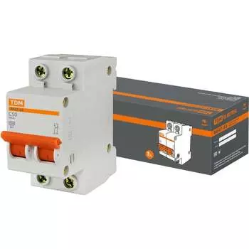 Автомат TDM ВА47-63 2Р, 50 А, 4,5 кА, С SQ0218-0015