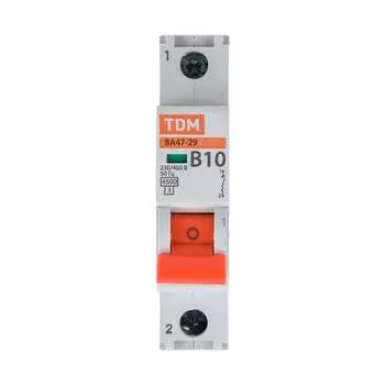 Автомат TDM ELECTRIC ВА47-29 1Р, 10 А, 4,5 кА, В SQ0206-0008