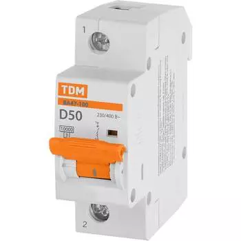 Автомат TDM ELECTRIC ВА47-100 1Р, 50 А, 10 кА, D SQ0207-0008