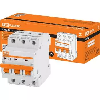 Автомат TDM ELECTRIC ВА47-29 3Р, 1 А, 4,5 кА, В SQ0206-0033