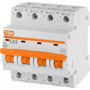 Автомат TDM ELECTRIC ВА47-29 4Р, 63 А, 4,5 кА, С SQ0206-0131