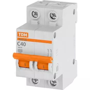Автомат TDM ELECTRIC ВА47-63 2Р, 40 А, 4,5 кА, С SQ0218-0014