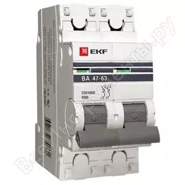 Двухполюсный автомат EKF PROxima 10А С ВА47-63 4.5кА mcb4763-2-10C-pro