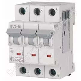 Автоматический модульный выключатель eaton 3п c 25а 4.5ка hl-c25/3 194793