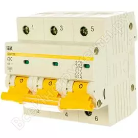 Модульный автомат IEK ВА 47-100 3п, C 80А, 10 кА MVA40-3-080-C