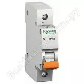 Автоматический модульный выключатель ва63 домовой 1п c 63а 4.5ка schneider electric 11209
