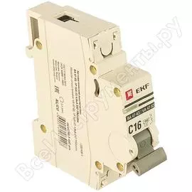 Автоматический однополюсный автомат EKF 16А PROxima mcb4763-1-16C-pro